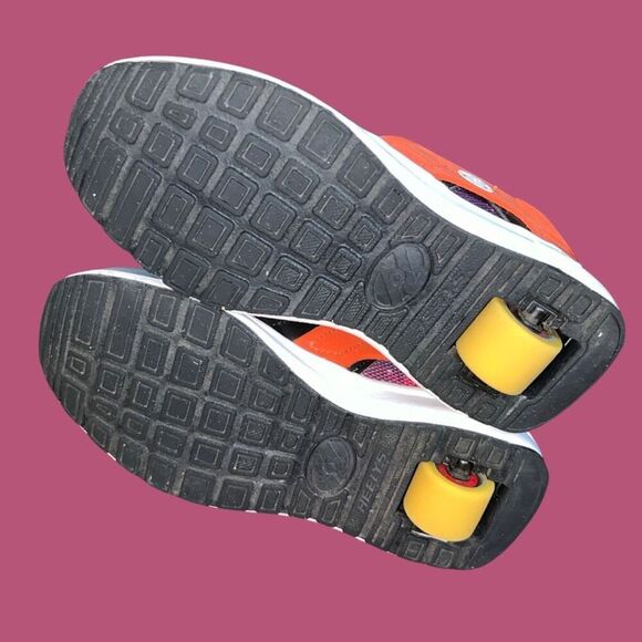 Big Kid Heelys Force Black Orange Galaxy Shoes With Wheels Size 4 - Picture 5 of 7